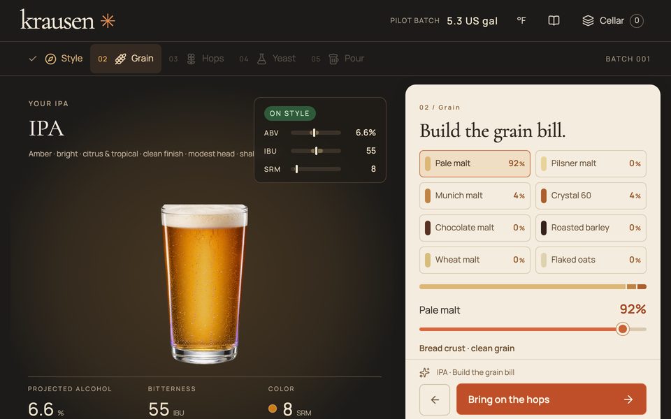 Krausen: Brew a beer, pour it, find out what you made